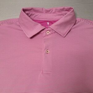 Fairway & Greene Polo Mens Xl Golf Golfer Pink White Pin Stripe Usa Made Golfer